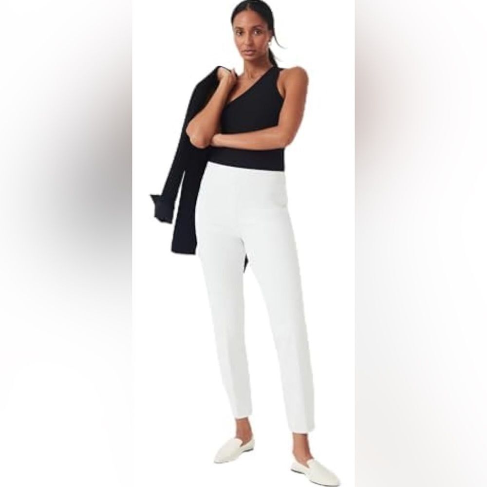 SPANX Women's On-The-Go Ankle Slim Straight Pants, White, Small Tall NWT